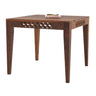 Wooden table with lattice design on a white background