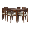 Disa Sheesham Modern Hand-Carved Dining Table Set for 4 - Induscraft