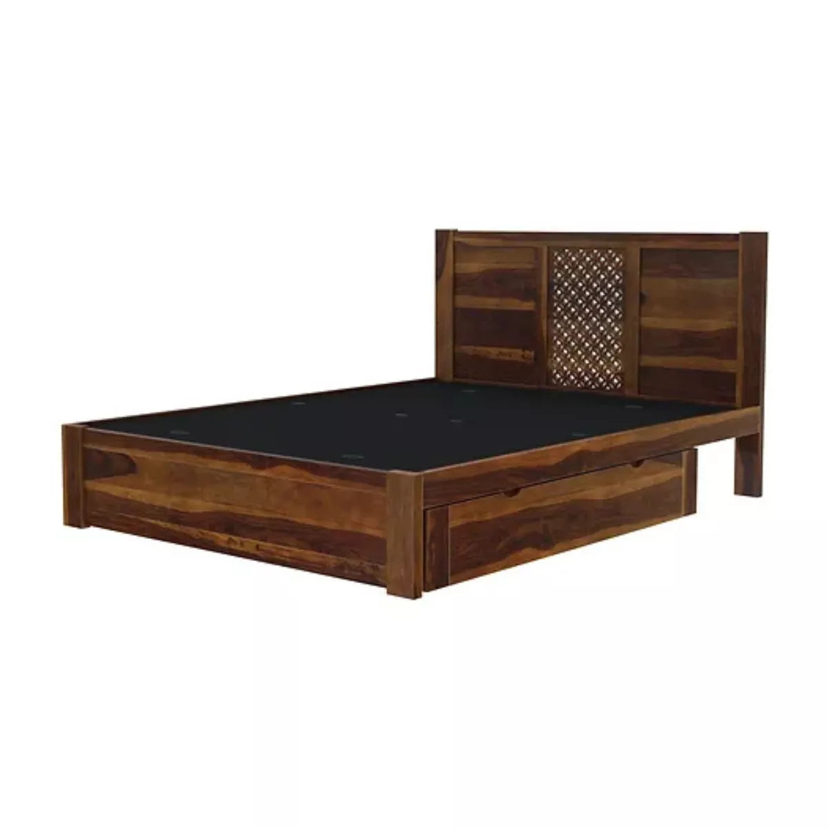Disa Solid Sheesham Handcrafted Modern Carved Wooden Bed