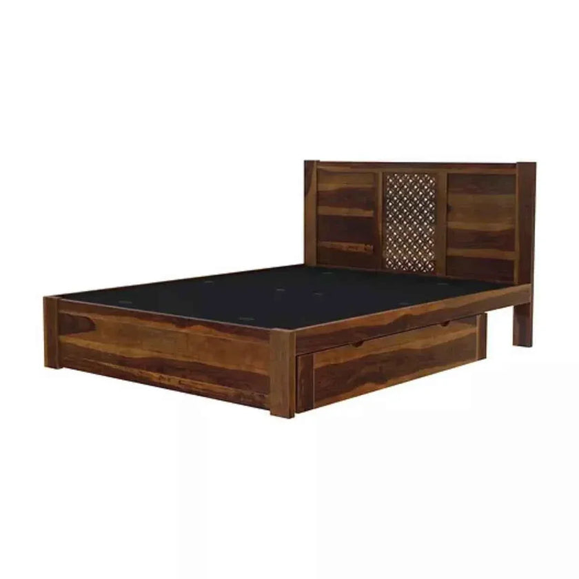 Disa Solid Sheesham Handcrafted Modern Carved Wooden Bed
