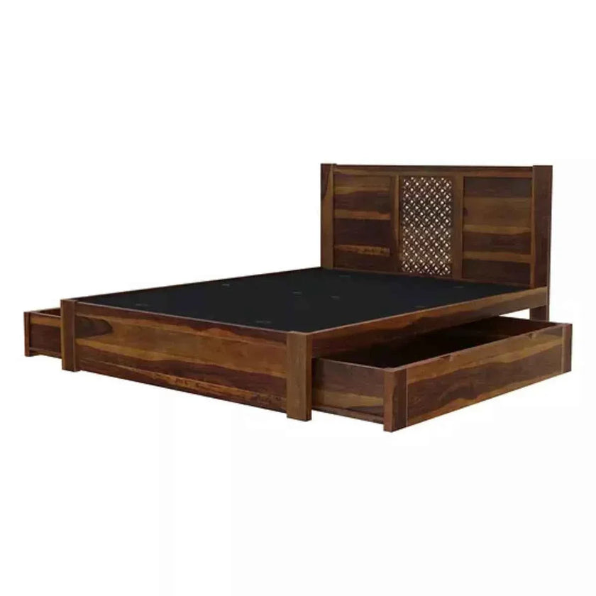 Disa Solid Sheesham Handcrafted Modern Carved Wooden Bed