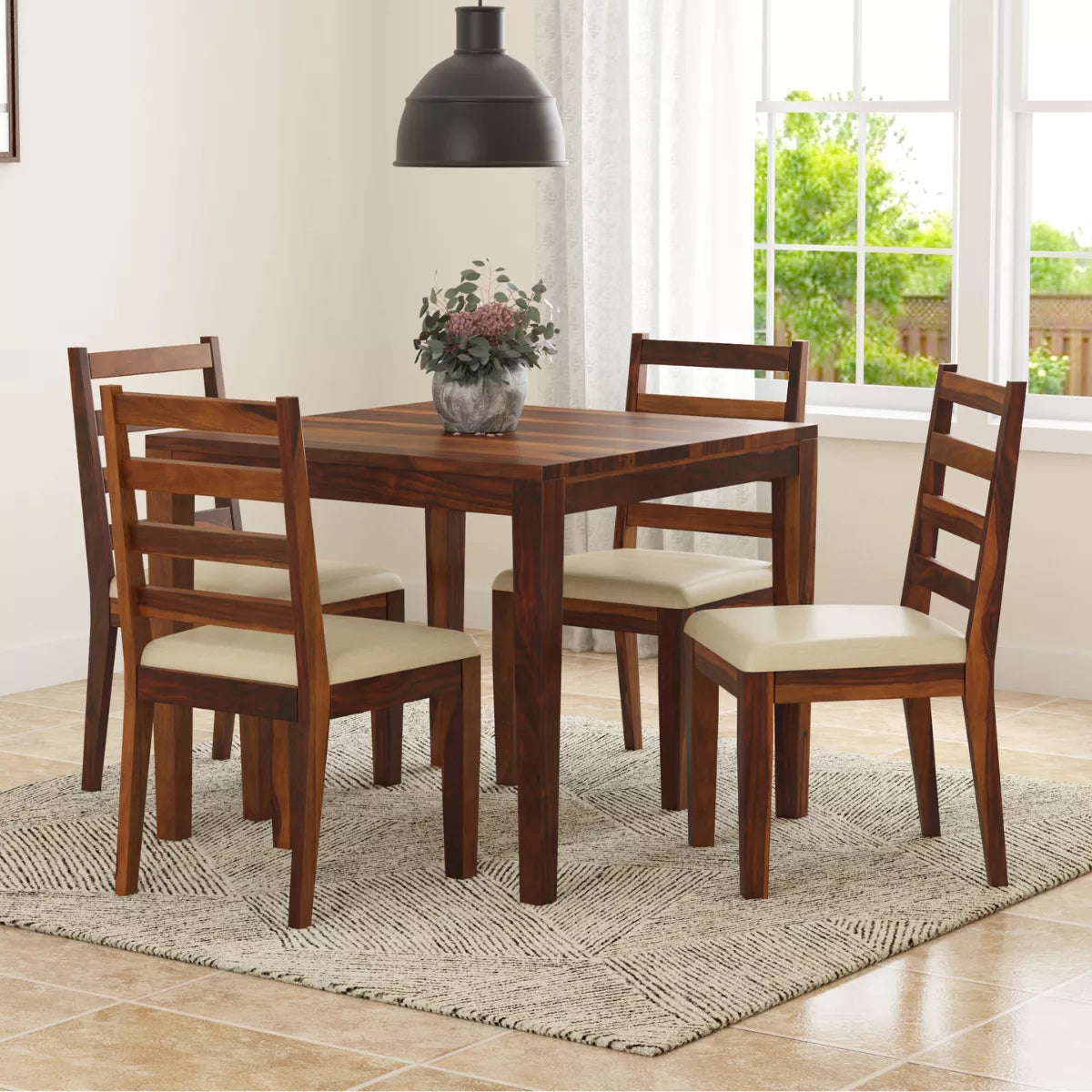 Easter Contemporary 6 Seater Rectangular Sheesham Wood Dining Set - Induscraft