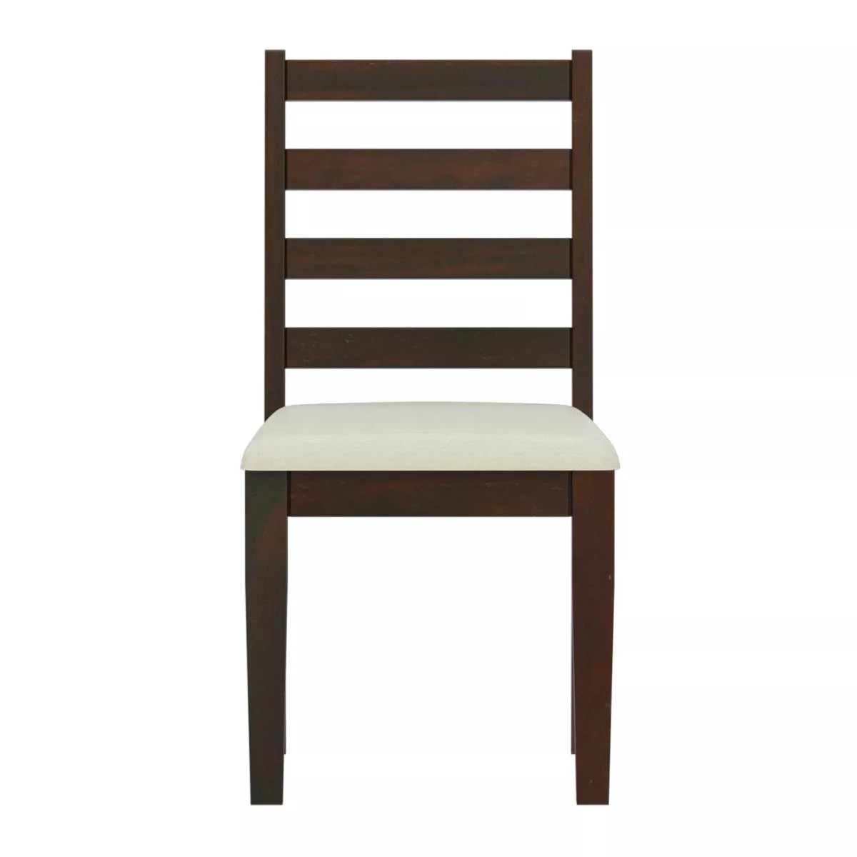 Wooden chair with a white cushion on a white background