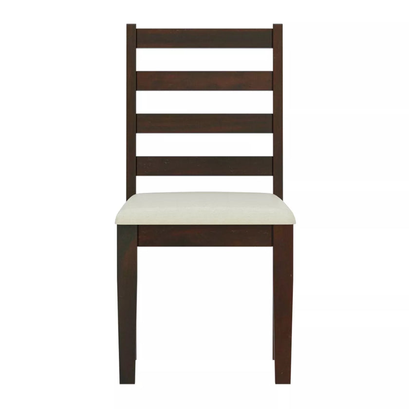 Wooden chair with a white cushion on a white background