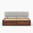 Fabisha Modern Sheesham Wood Platform Bed with Upholstered Headboard - Induscraft