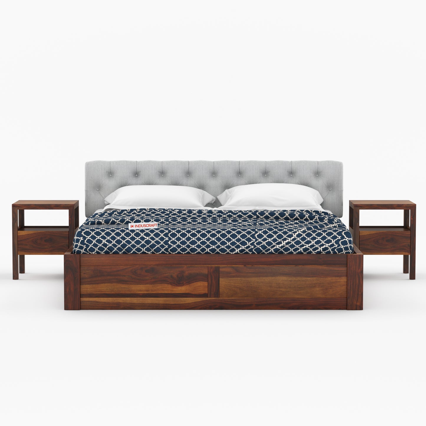 Fabisha Sheesham Wood Bed by Induscraft | King & Queen Sizes with Storage Options