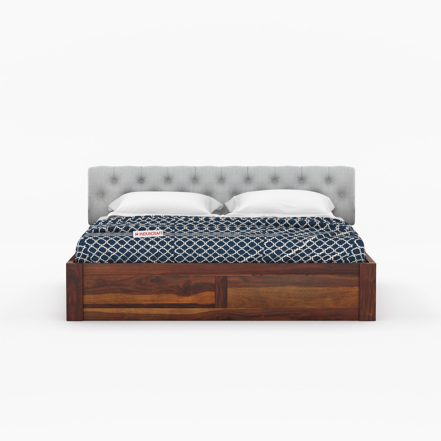 Fabisha Sheesham Wood Bed by Induscraft | King & Queen Sizes with Storage Options