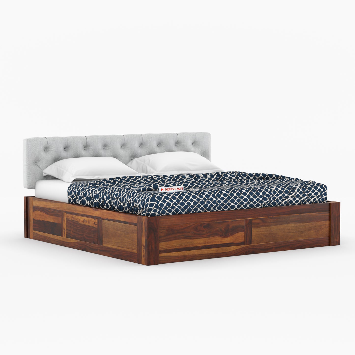 Fabisha Sheesham Wood Bed by Induscraft | King & Queen Sizes with Storage Options