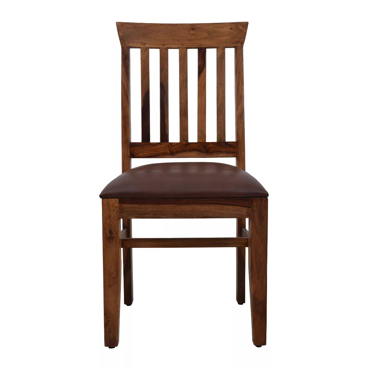 Wooden chair with a brown cushion on a white background