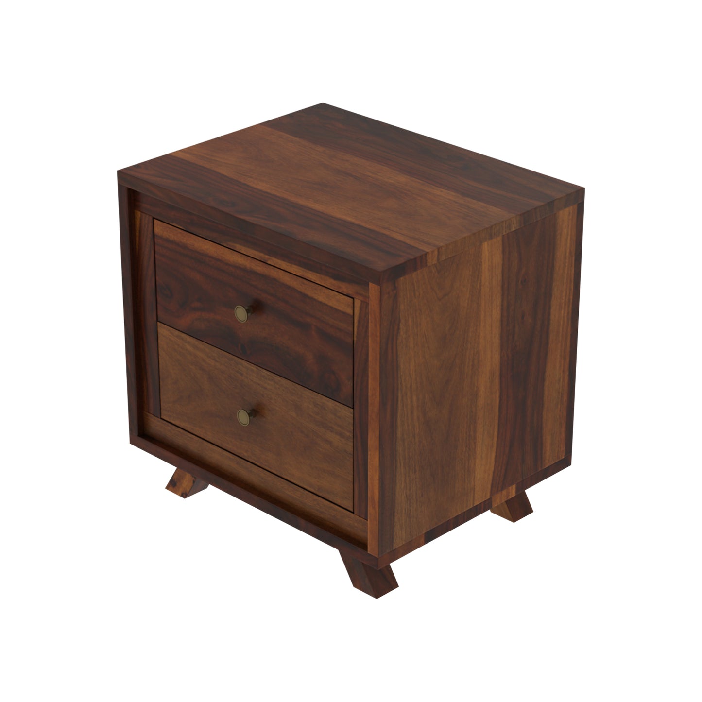 Ferey Bedside by Induscraft with 2 Drawers in Solid Sheesham Wood