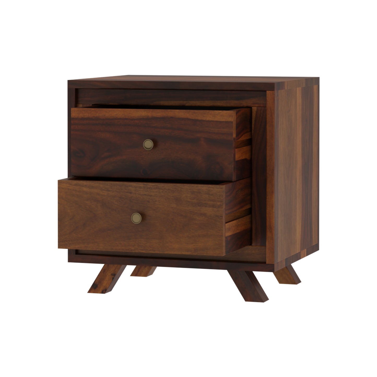 Ferey Bedside by Induscraft with 2 Drawers in Solid Sheesham Wood