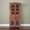 Ganga Sheesham Vintage Jali Tall Display Cabinet with Doors and Drawers