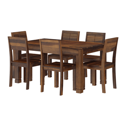 Gangam Modern Sheesham Wood 6 Seater Dining Set with Bench