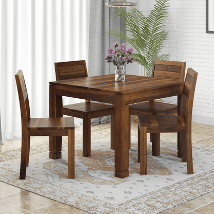 Gangam Sheesham Wood Thick Leg 6 Seater Rectangular Dining Table