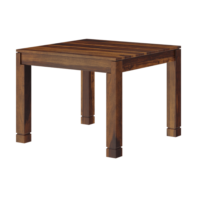 Wooden table with a brown finish on a white background