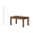 Wooden table with dimensions labeled on a white background