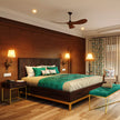 Golden Goa Sheesham Wood Luxury Bed with Fluted Headboard - Induscraft
