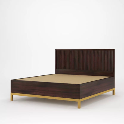 Golden Goa Sheesham Wood Luxury Bed with Fluted Headboard