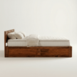 Helix Solid Sheesham Wood Bed with Geometric Pattern Headboard