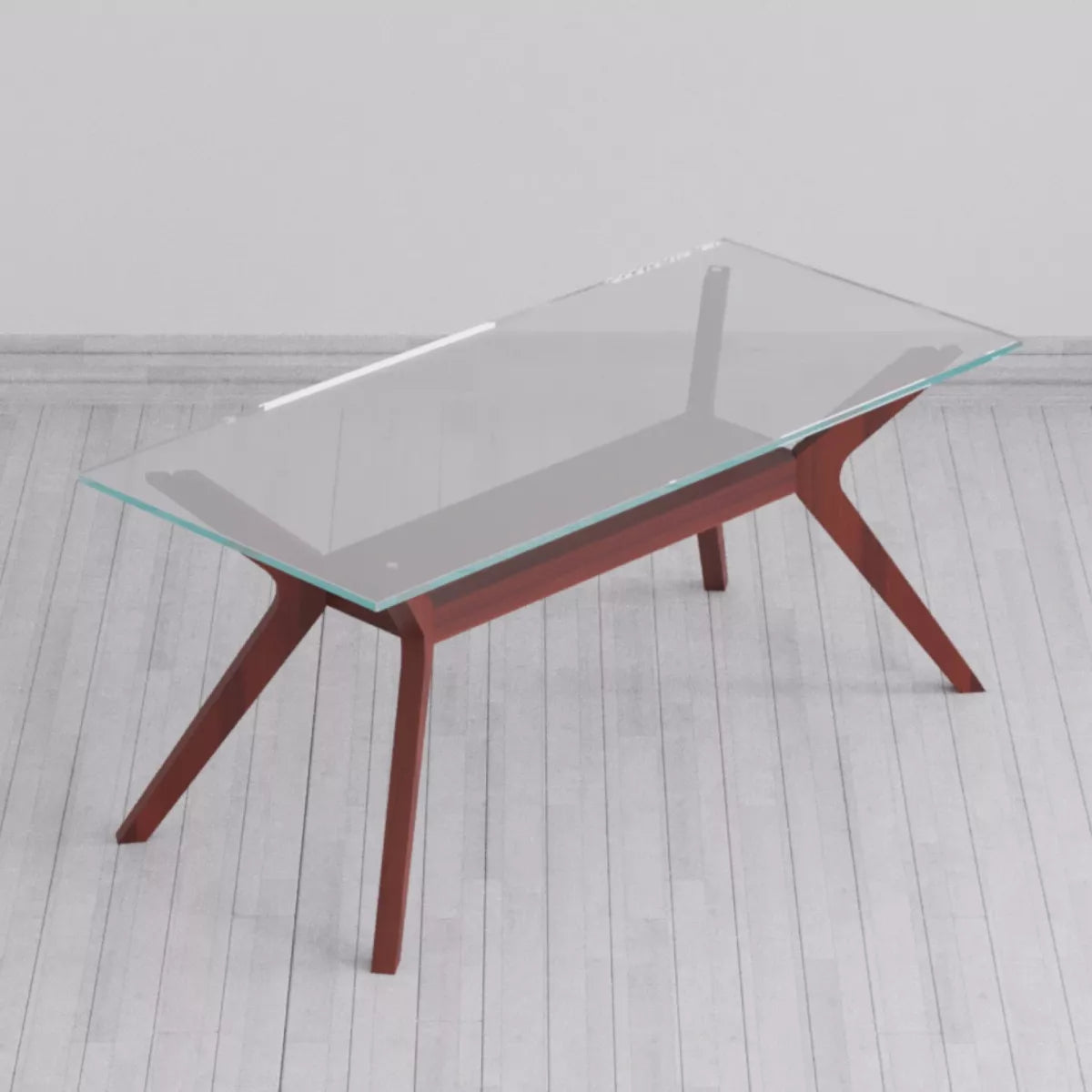 Hendrick Sculptural Wooden Base 6 Seater Glass Top Dining Table