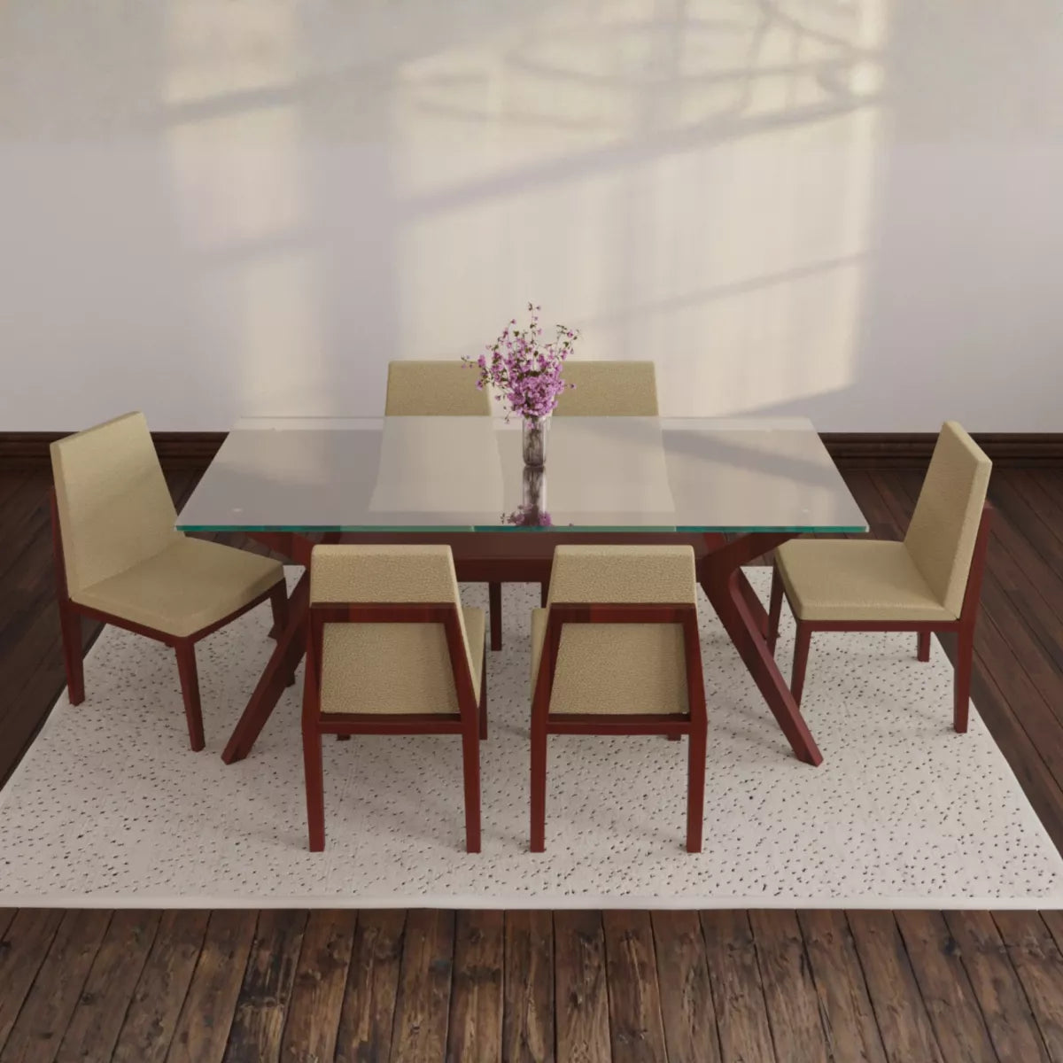 Hendrick Solid Wood Contemporary 6 Person Dining Table Set