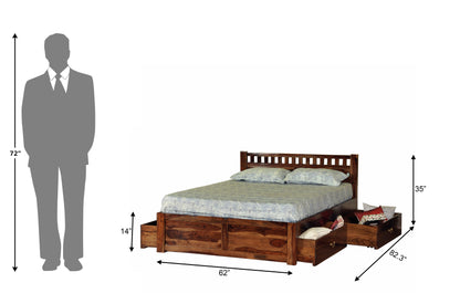 Ethina Bed by Induscraft in Solid Sheesham Wood with Box Storage (King and Queen Size)