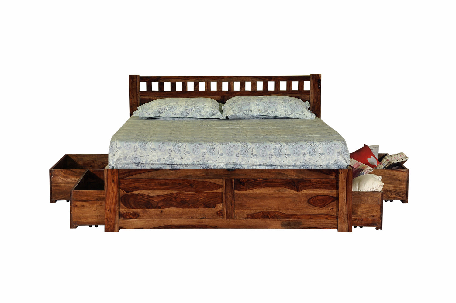 Ethina Bed by Induscraft in Solid Sheesham Wood with Box Storage (King and Queen Size)