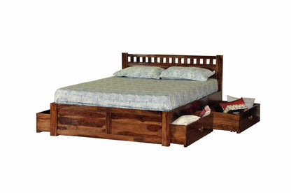 Ethina Bed by Induscraft in Solid Sheesham Wood with Box Storage (King and Queen Size)