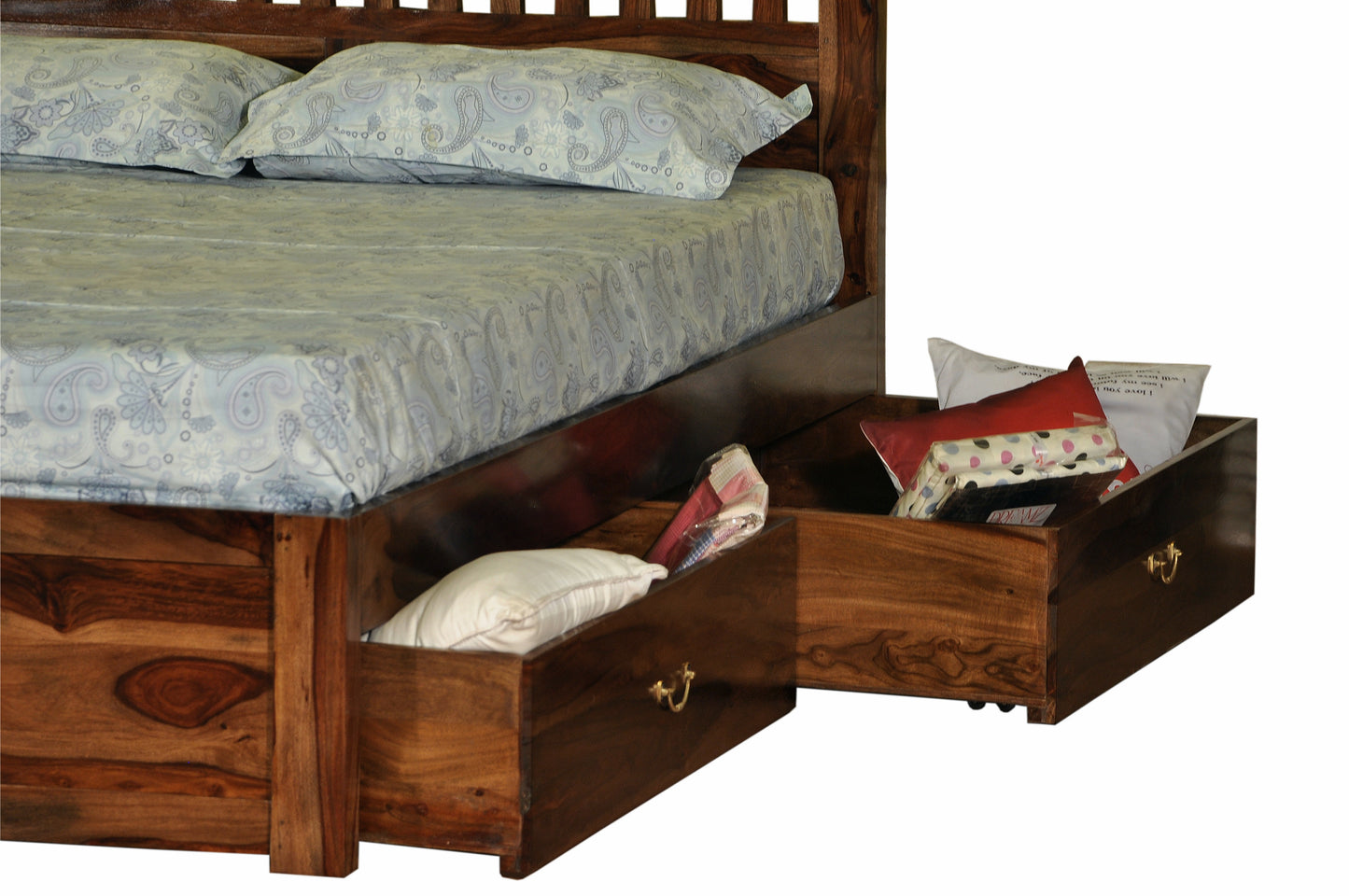 Ethina Bed by Induscraft in Solid Sheesham Wood with Box Storage (King and Queen Size)