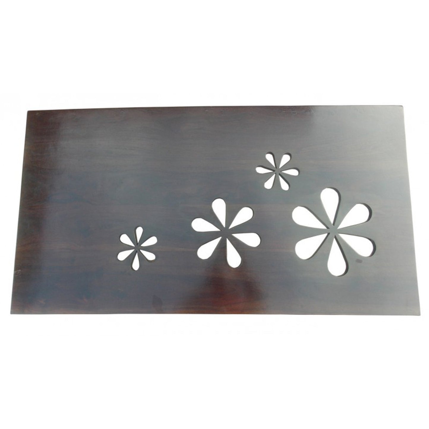 Flower Centre Table by Induscraft in Solid Sheesham Wood with Carved Floral Pattern