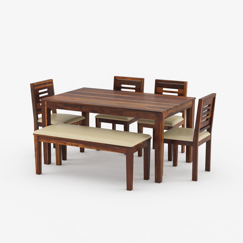 Joshua Sheesham Modern 4 Chair Dining Set for Compact Spaces - Induscraft
