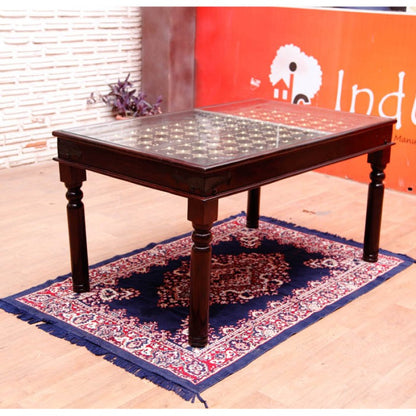 Brass Fusion Dining Table by Induscraft of Solid Sheesham Wood in 6 Seater