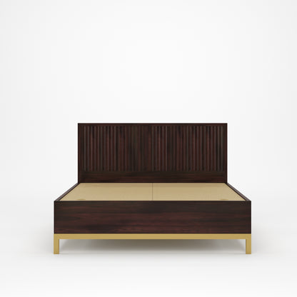 Golden Goa Bed by Induscraft in Solid Sheesham Wood with Gold Accent