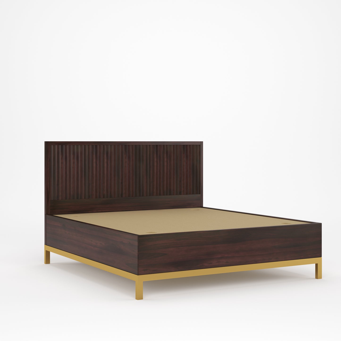 Golden Goa Bed by Induscraft in Solid Sheesham Wood with Gold Accent