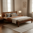Jacky Solid Sheesham Wood Bed with Fluted Block Headboard