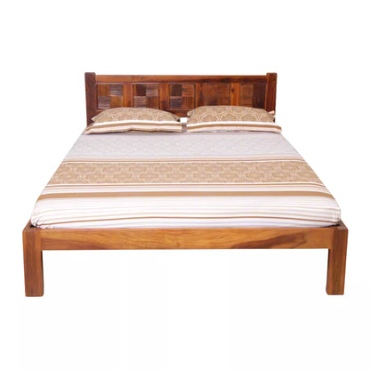 Jacky Contemporary Sheesham Wood Bed with Fluted Block Headboard