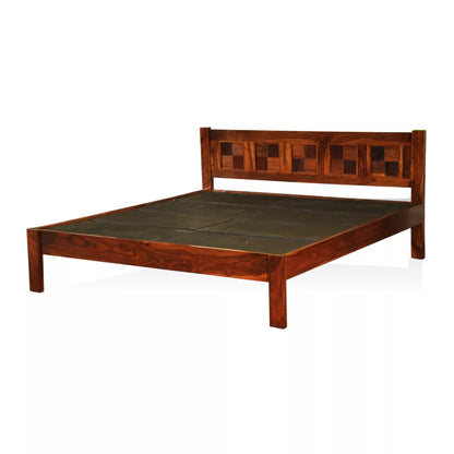 Jacky Contemporary Sheesham Wood Bed with Fluted Block Headboard
