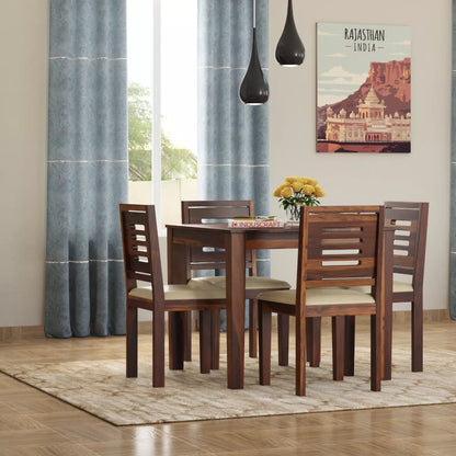 Joshua Sheesham Modern 4 Chair Dining Set for Compact Spaces