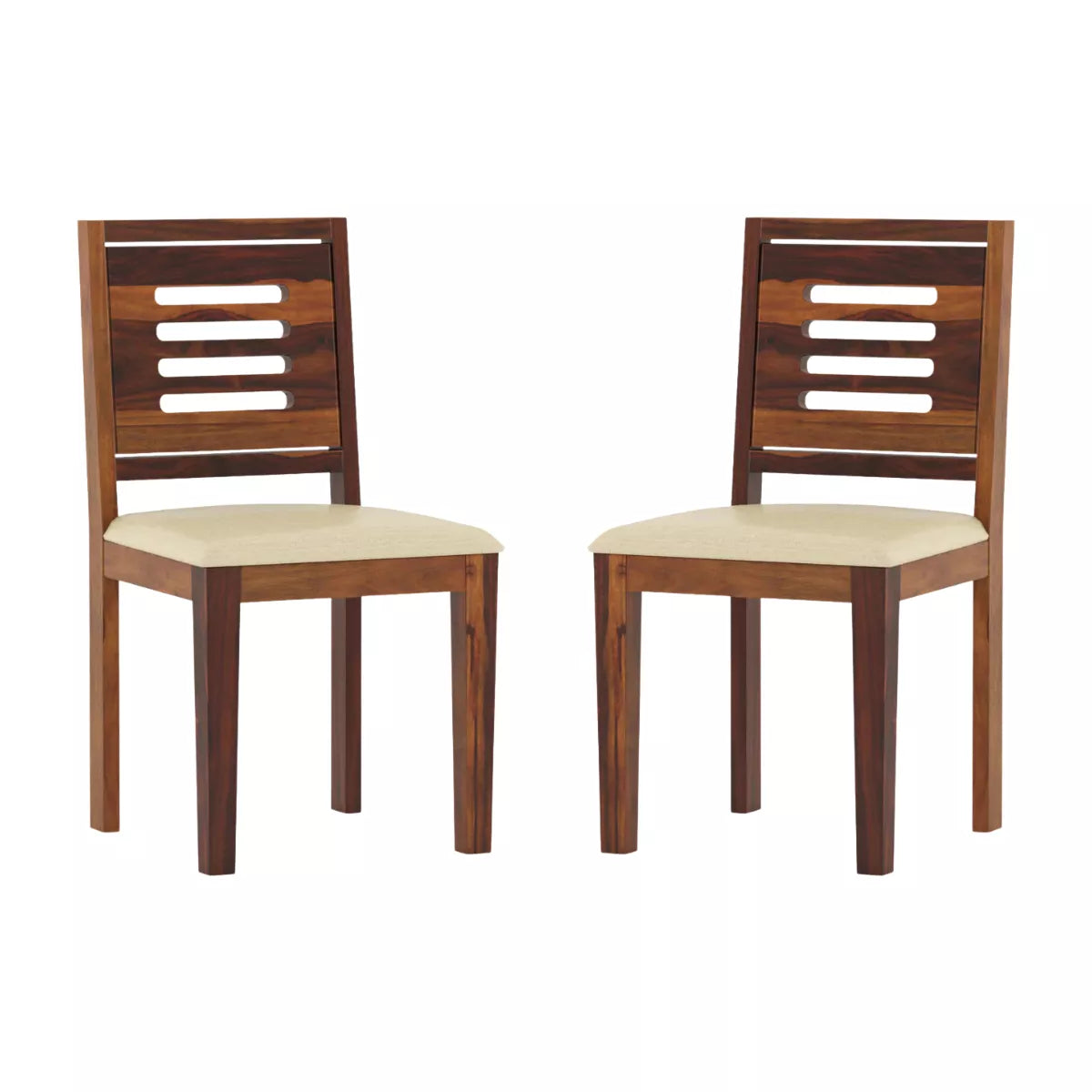 Joshua Sheesham Wood Cushioned Seat Dining Chair with Modern Backrest (Set of 2)