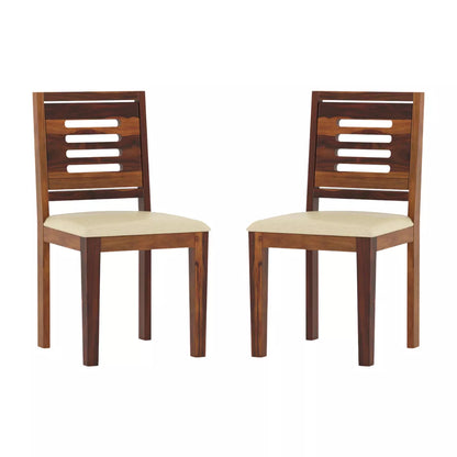 Joshua Sheesham Wood Cushioned Seat Dining Chair with Modern Backrest (Set of 2)