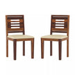 Joshua Sheesham Wood Cushioned Seat Dining Chair with Modern Backrest (Set of 2)