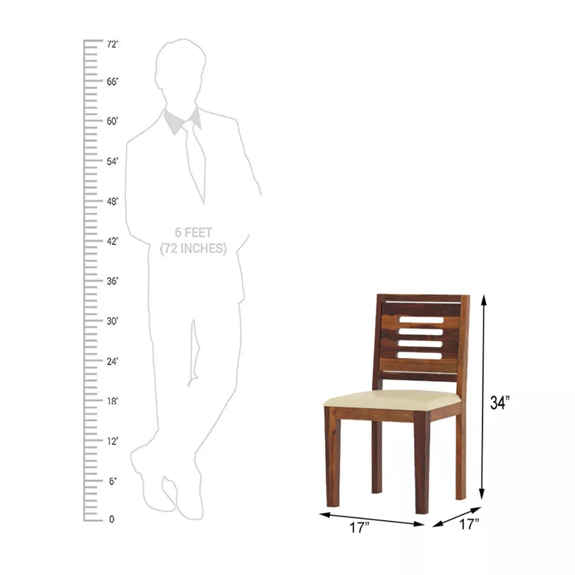 Measurement chart showing a chair's dimensions relative to a person's height.