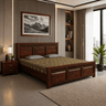 Karya Solid Sheesham Wood Bed with Designer Headboard