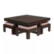 Khimsar Modern Sheesham Wood Square Coffee Table with 4 Stools - Induscraft