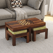 Khimsar Sheesham Rectangular Chess Board Coffee Table with 2 Stools