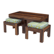 Khimsar Sheesham Wood Rectangular Coffee Table with 2 Stools - Induscraft