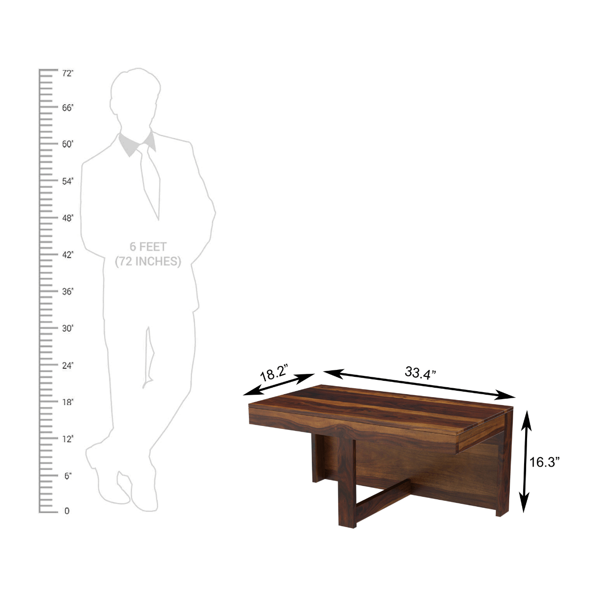 Khimsar Sheesham Wood Rectangular Coffee Table with 2 Stools
