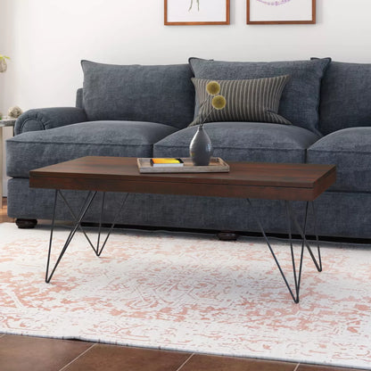 Kiana Contemporary Rectangular Sheesham Coffee Table with Metal Legs