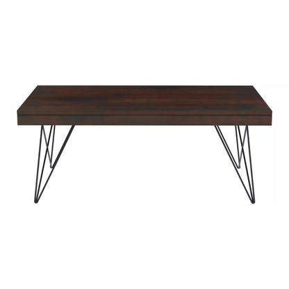 Kiana Contemporary Rectangular Sheesham Coffee Table with Metal Legs