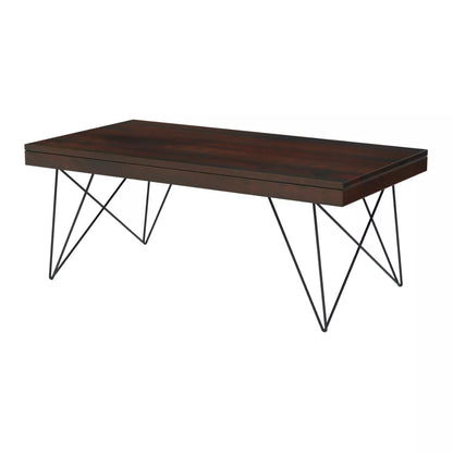 Kiana Contemporary Rectangular Sheesham Coffee Table with Metal Legs